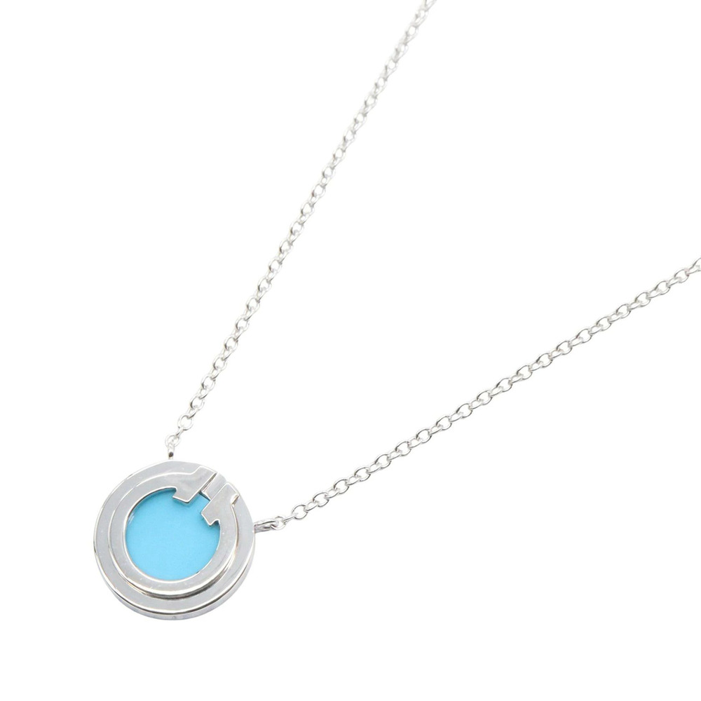 Tiffany Co Two Circle Necklace Tones White Gold